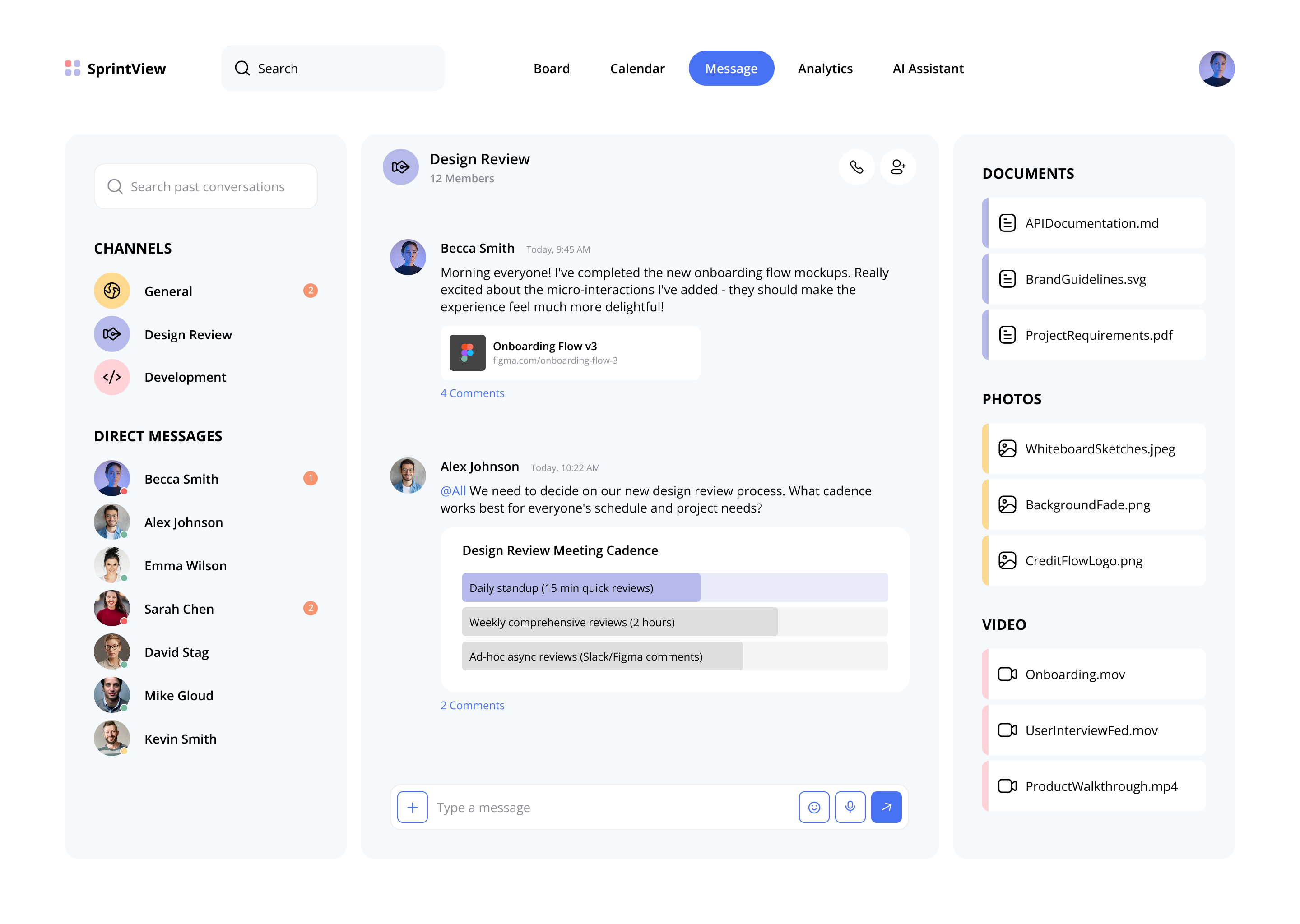 SprintView Chat Page
